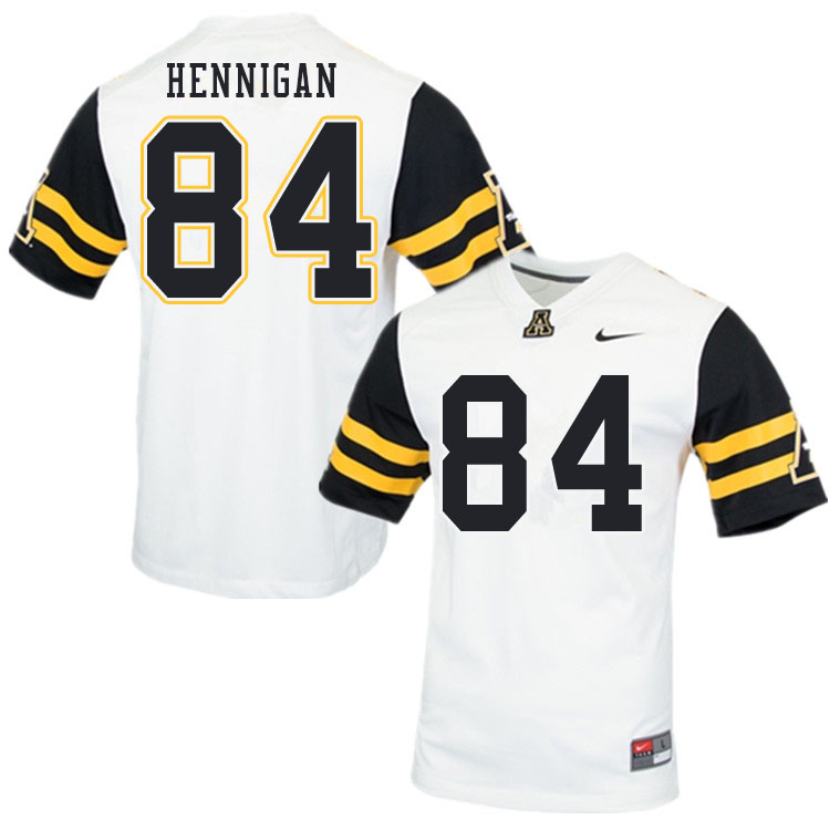 Men #84 Peter Hennigan Appalachian State Mountaineers College Football Jerseys Sale-White - Click Image to Close